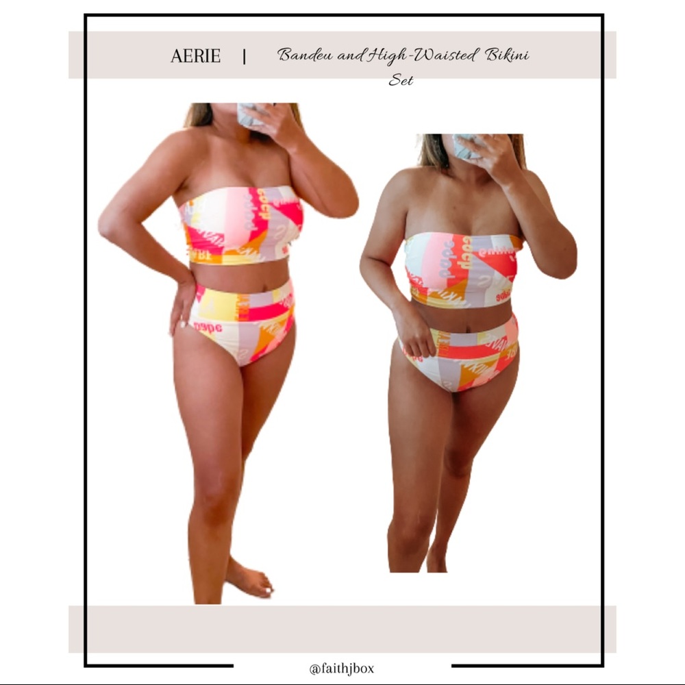 Bandeu and High-Waisted Bikini Set